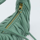 Miu Miu Matelasse Wonder Hand Bag Leather 2way Green Gold Auth 185428SM-16