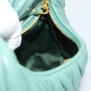 Miu Miu Matelasse Wonder Hand Bag Leather 2way Green Gold Auth 185428SM-19