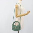 Miu Miu Matelasse Wonder Hand Bag Leather 2way Green Gold Auth 185428SM-23