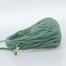 Miu Miu Matelasse Wonder Hand Bag Leather 2way Green Gold Auth 185428SM-4