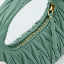 Miu Miu Matelasse Wonder Hand Bag Leather 2way Green Gold Auth 185428SM-6