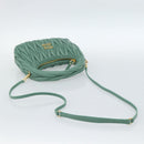 Miu Miu Matelasse Wonder Hand Bag Leather 2way Green Gold Auth 185428SM-9