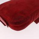 FENDI Mamma Baguette Shoulder Bag Suede Red Gold Auth 185429A-16