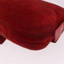 FENDI Mamma Baguette Shoulder Bag Suede Red Gold Auth 185429A-17