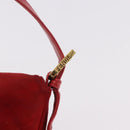 FENDI Mamma Baguette Shoulder Bag Suede Red Gold Auth 185429A-18