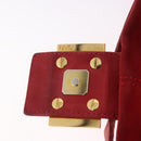 FENDI Mamma Baguette Shoulder Bag Suede Red Gold Auth 185429A-20