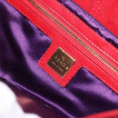 FENDI Mamma Baguette Shoulder Bag Suede Red Gold Auth 185429A-21