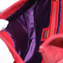 FENDI Mamma Baguette Shoulder Bag Suede Red Gold Auth 185429A-11