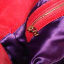 FENDI Mamma Baguette Shoulder Bag Suede Red Gold Auth 185429A-24