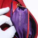 FENDI Mamma Baguette Shoulder Bag Suede Red Gold Auth 185429A-12