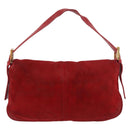 FENDI Mamma Baguette Shoulder Bag Suede Red Gold Auth 185429A-2