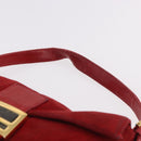 FENDI Mamma Baguette Shoulder Bag Suede Red Gold Auth 185429A-8