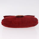FENDI Mamma Baguette Shoulder Bag Suede Red Gold Auth 185429A-5