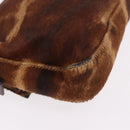 FENDI Mamma Baguette Shoulder Bag Harako leather Brown Silver Auth 185431SAV-12