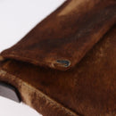 FENDI Mamma Baguette Shoulder Bag Harako leather Brown Silver Auth 185431SAV-14