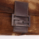 FENDI Mamma Baguette Shoulder Bag Harako leather Brown Silver Auth 185431SAV-15