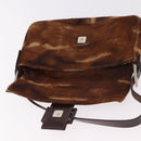 FENDI Mamma Baguette Shoulder Bag Harako leather Brown Silver Auth 185431SAV-18