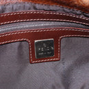 FENDI Mamma Baguette Shoulder Bag Harako leather Brown Silver Auth 185431SAV-19