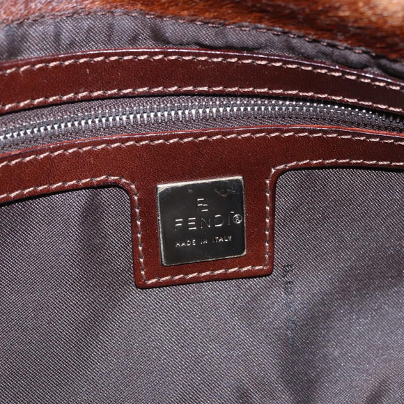 FENDI Mamma Baguette Schoudertas Harako leer Bruin Zilver Orig. 185431SAV