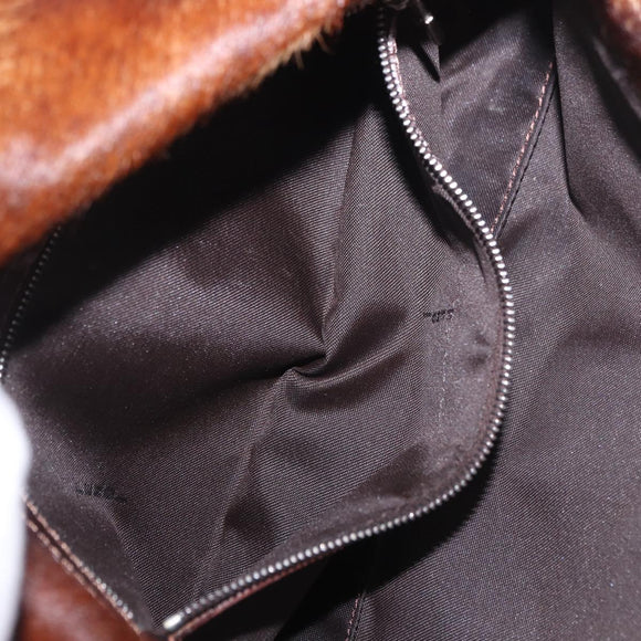 FENDI Mamma Baguette Schoudertas Harako leer Bruin Zilver Orig. 185431SAV