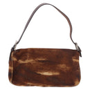 FENDI Mamma Baguette Shoulder Bag Harako leather Brown Silver Auth 185431SAV-3
