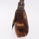 FENDI Mamma Baguette Shoulder Bag Harako leather Brown Silver Auth 185431SAV-4