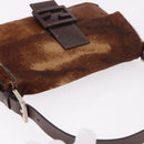 FENDI Mamma Baguette Shoulder Bag Harako leather Brown Silver Auth 185431SAV-6