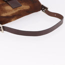 FENDI Mamma Baguette Shoulder Bag Harako leather Brown Silver Auth 185431SAV-7