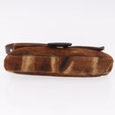 FENDI Mamma Baguette Shoulder Bag Harako leather Brown Silver Auth 185431SAV-9