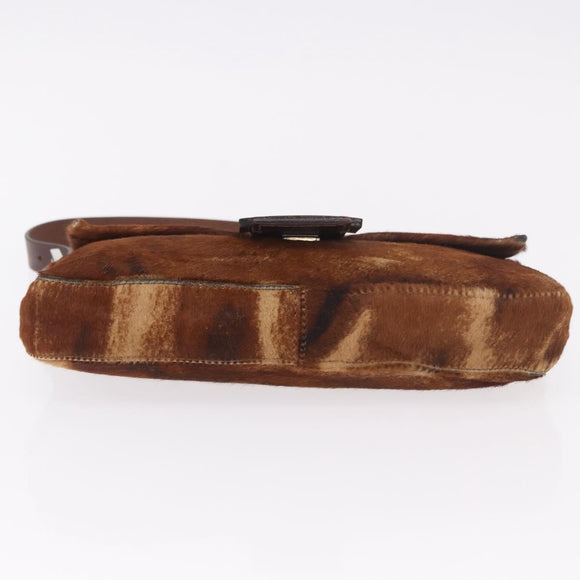 FENDI Mamma Baguette Schoudertas Harako leer Bruin Zilver Orig. 185431SAV