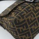 FENDI Zucca Canvas Mamma Baguette Shoulder Bag Black Brown Auth 185432V-14