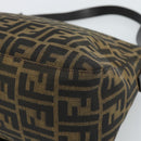 FENDI Zucca Canvas Mamma Baguette Shoulder Bag Black Brown Auth 185432V-15