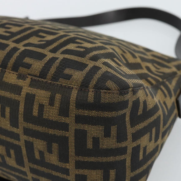 FENDI Zucca Canvas Mamma Baguette Shoulder Bag Black Brown Auth 185432V