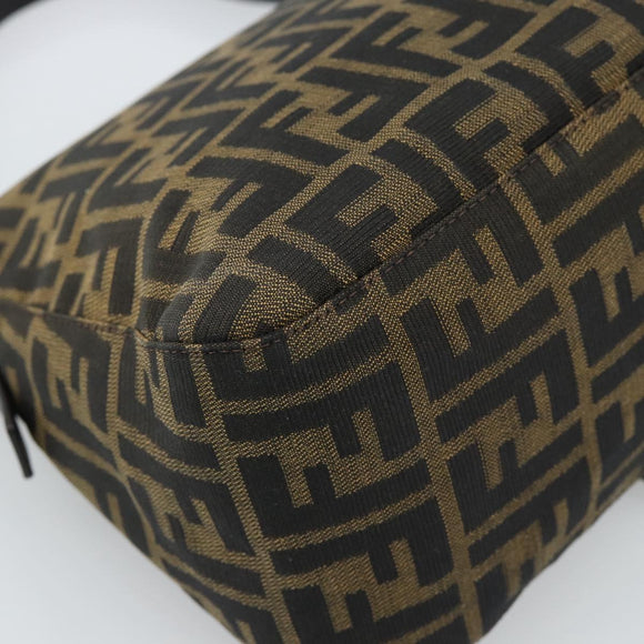 FENDI Zucca Canvas Mamma Baguette Shoulder Bag Black Brown Auth 185432V
