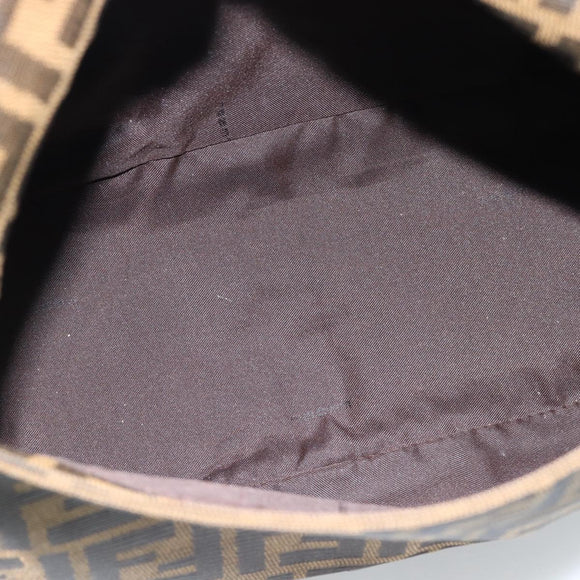 FENDI Zucca Canvas Mamma Baguette Shoulder Bag Black Brown Auth 185432V