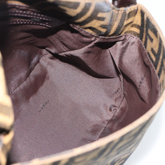 FENDI Zucca Canvas Mamma Baguette Shoulder Bag Black Brown Auth 185432V