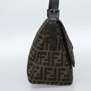 FENDI Zucca Canvas Mamma Baguette Shoulder Bag Black Brown Auth 185432V-3