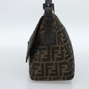 FENDI Zucca Canvas Mamma Baguette Shoulder Bag Black Brown Auth 185432V-4