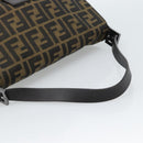 FENDI Zucca Canvas Mamma Baguette Shoulder Bag Black Brown Auth 185432V-7