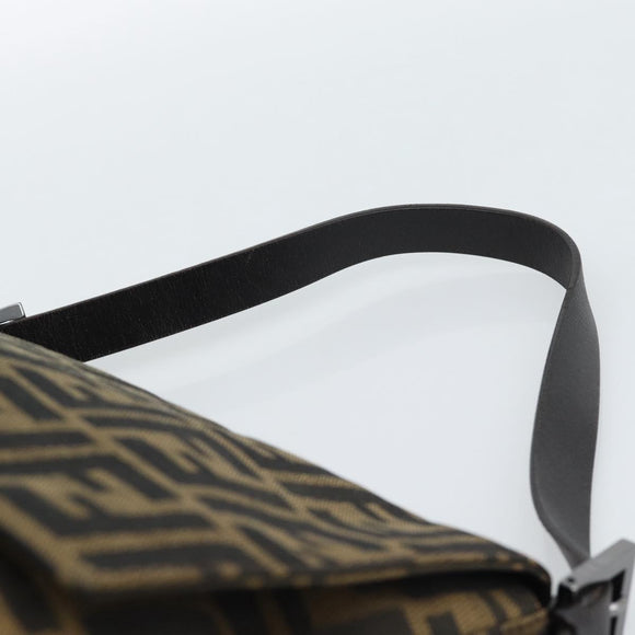 FENDI Zucca Canvas Mamma Baguette Shoulder Bag Black Brown Auth 185432V