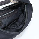FENDI Mamma Baguette Shoulder Bag Cotton Jersey Black Silver Auth 185434V-15