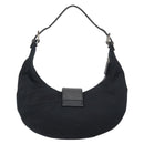 FENDI Mamma Baguette Shoulder Bag Cotton Jersey Black Silver Auth 185434V-2
