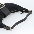 FENDI Mamma Baguette Shoulder Bag Cotton Jersey Black Silver Auth 185434V-7