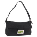 FENDI Mamma Baguette Shoulder Bag Leather Black Silver Auth 185435SAV-1