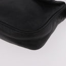FENDI Mamma Baguette Shoulder Bag Leather Black Silver Auth 185435SAV-16