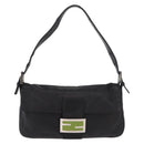 FENDI Mamma Baguette Shoulder Bag Leather Black Silver Auth 185435SAV-13