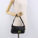 FENDI Mamma Baguette Shoulder Bag Leather Black Silver Auth 185435SAV-27