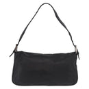 FENDI Mamma Baguette Shoulder Bag Leather Black Silver Auth 185435SAV-2
