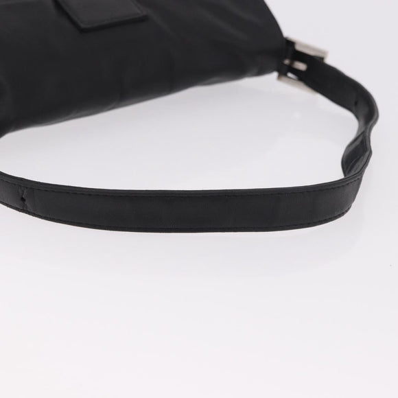 FENDI Mamma Baguette Shoulder Bag Leather Black Silver Auth 185435SAV