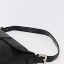 FENDI Mamma Baguette Shoulder Bag Leather Black Silver Auth 185435SAV-14